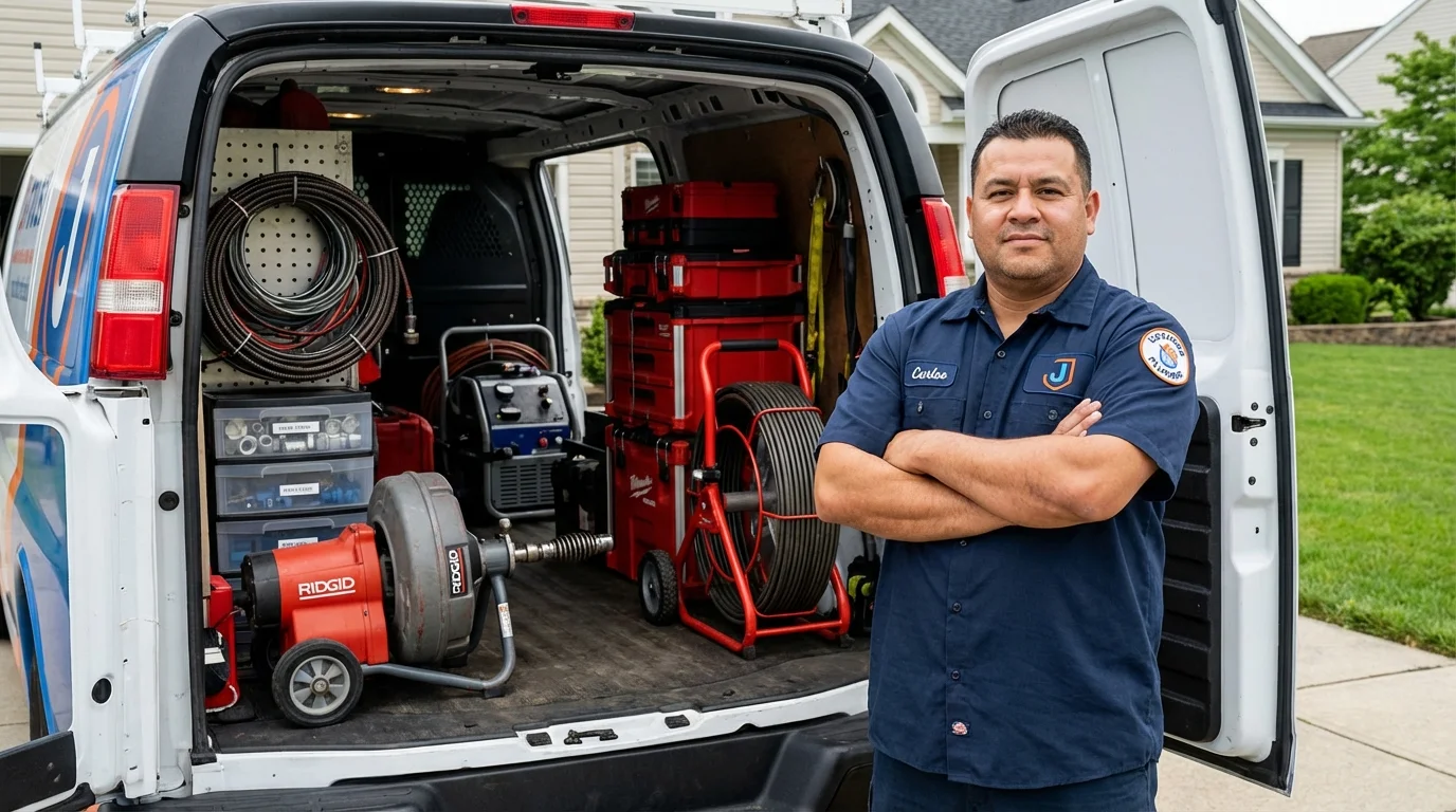 Professional drain cleaning equipment and Johns Plumbing LLC plumber in Platteville