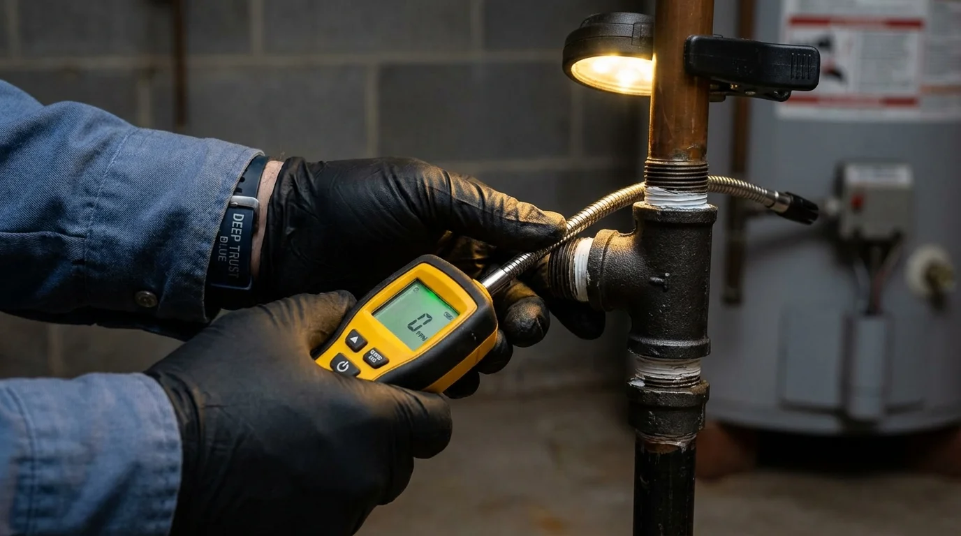 Gas leak detection with electronic sniffer by Johns Plumbing LLC in Platteville